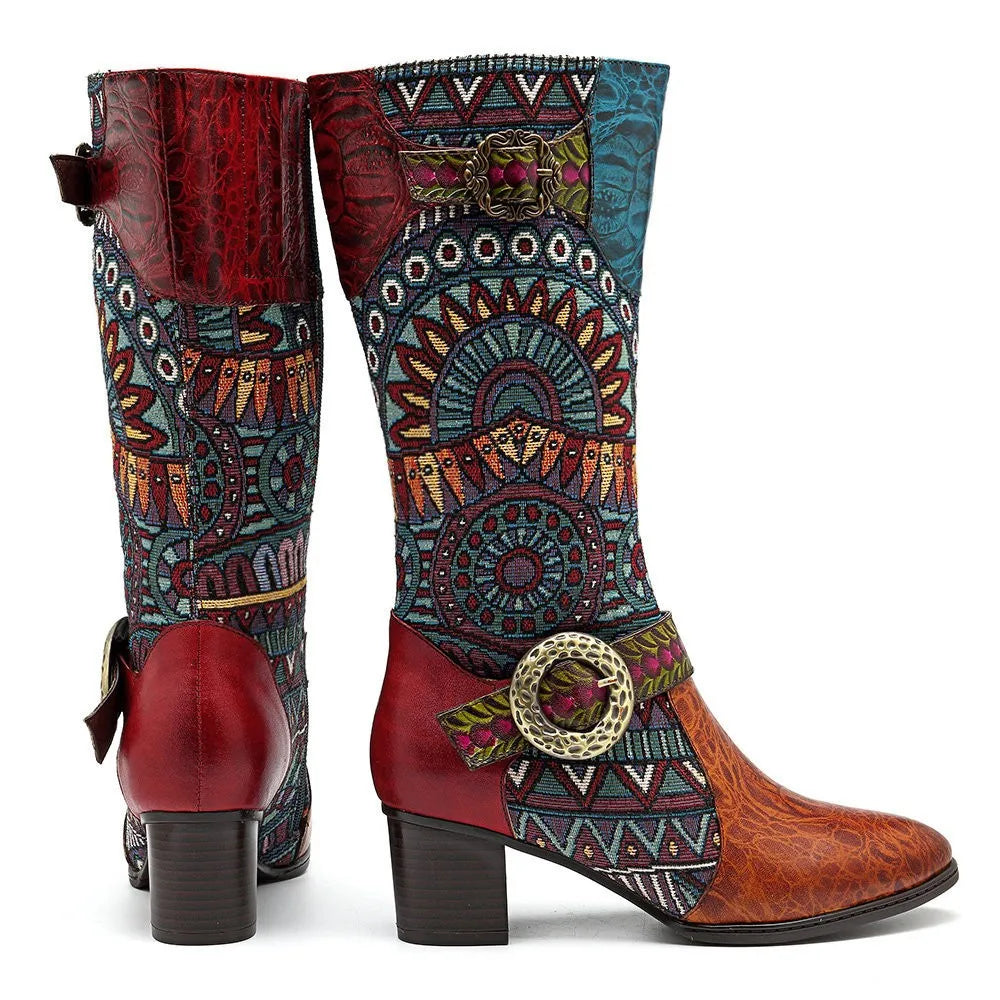 Western Retro Leather Boots – Handmade | Mint Crush