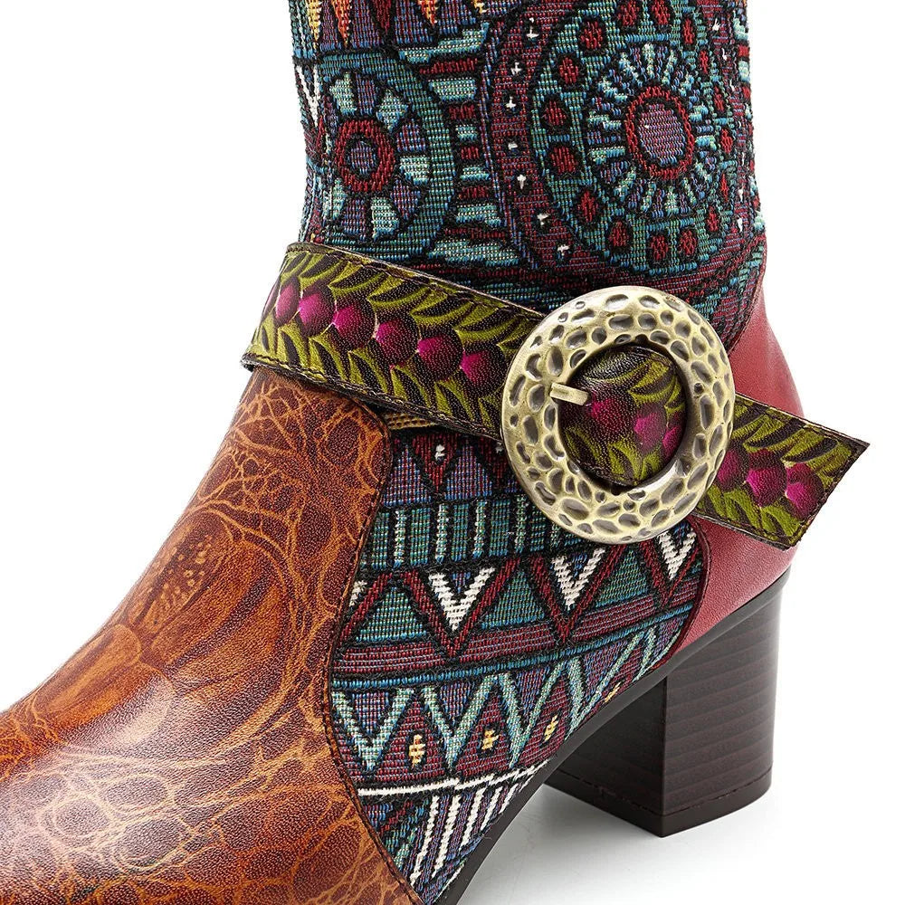 Western Retro Leather Boots – Handmade | Mint Crush