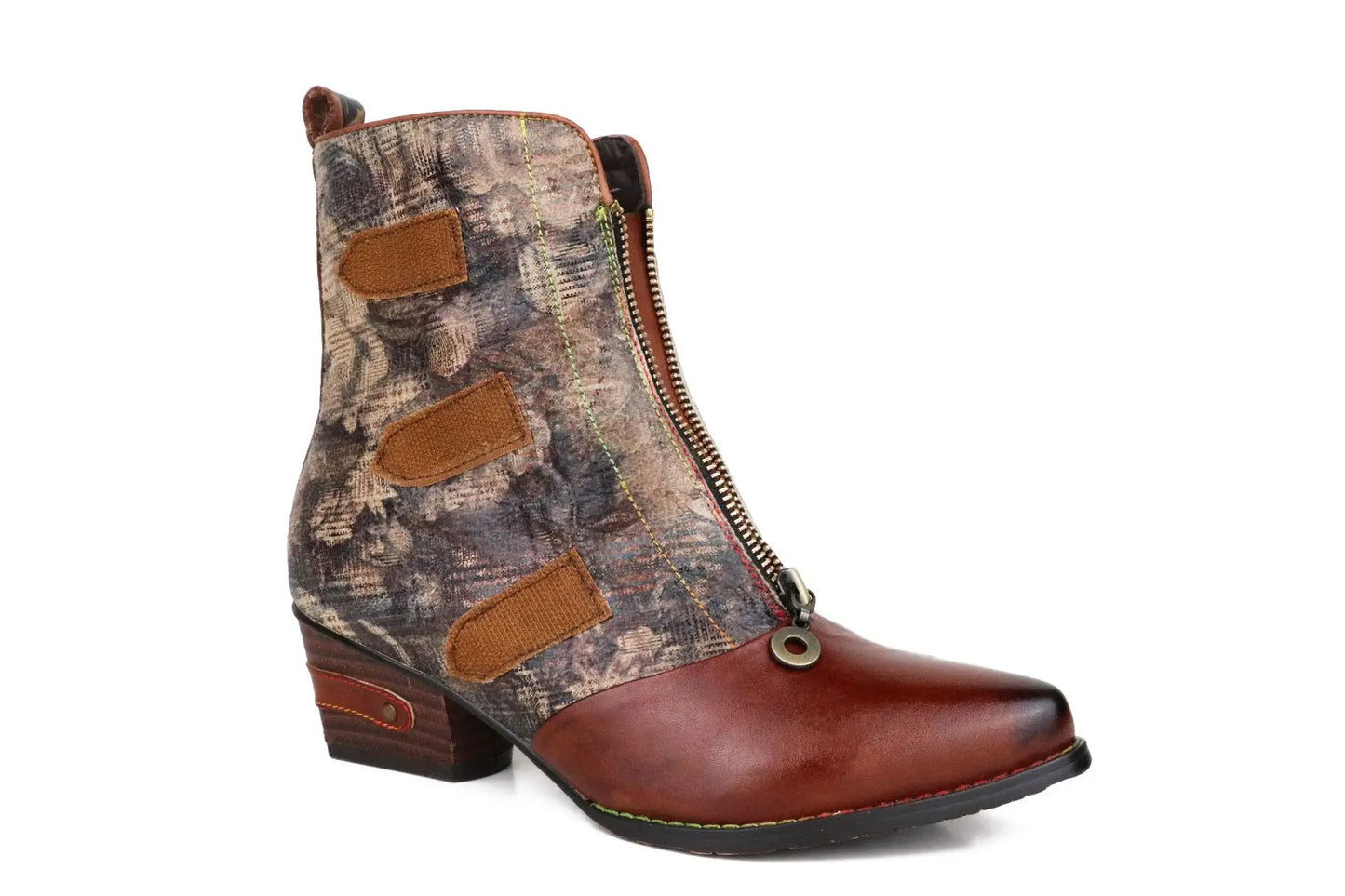 Colorblock Lace‑Up Boots – Boho Retro Handmade | Mint Crush