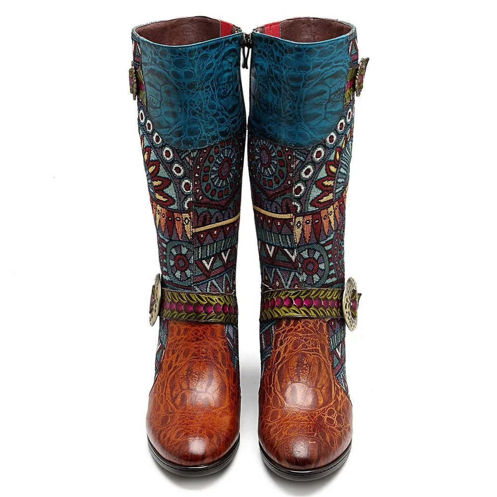 Western Retro Leather Boots – Handmade | Mint Crush