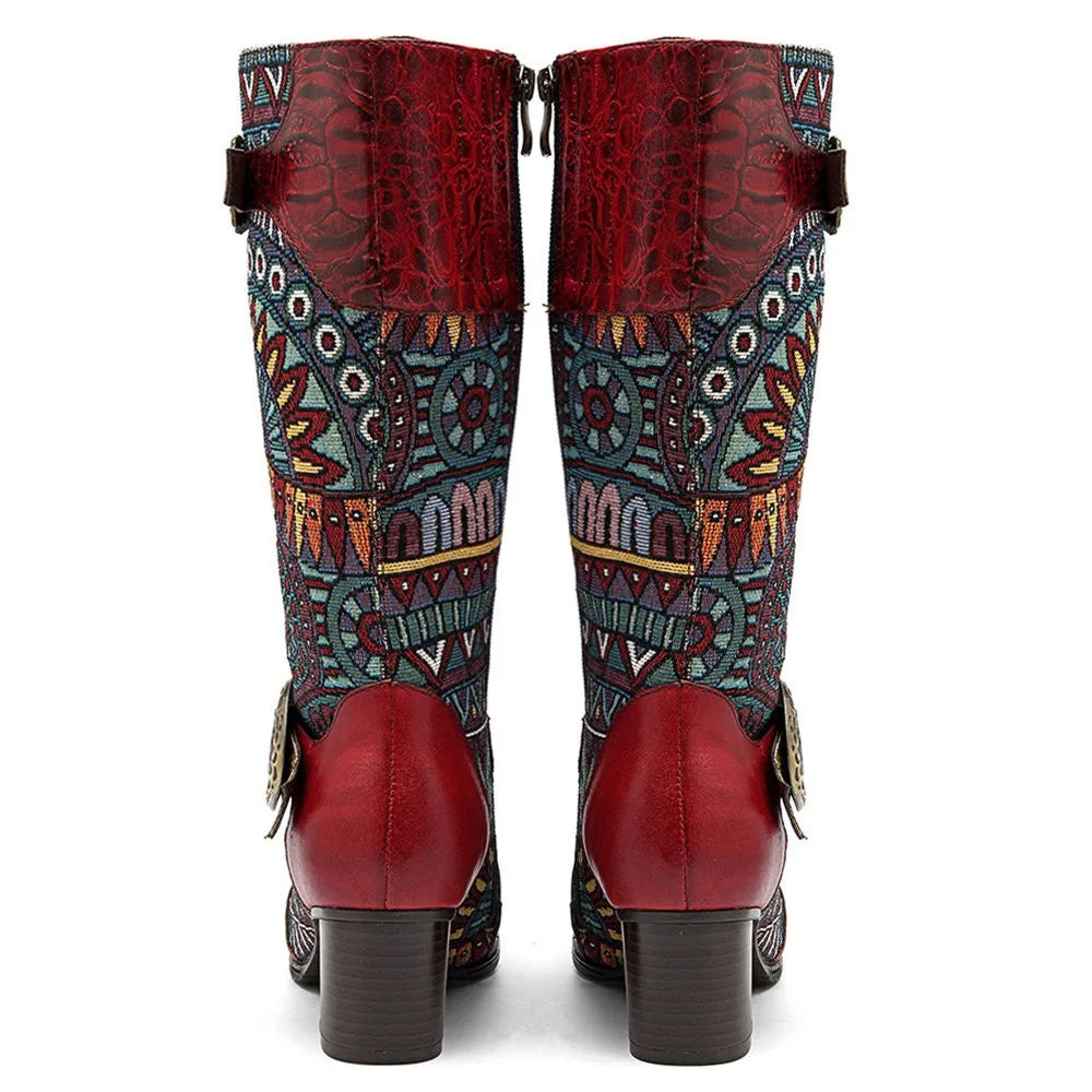 Western Retro Leather Boots – Handmade | Mint Crush