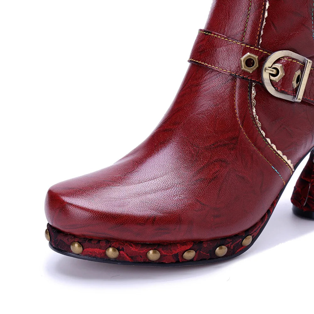 Vintage Red Leather Boots – Retro Handmade | Mint Crush