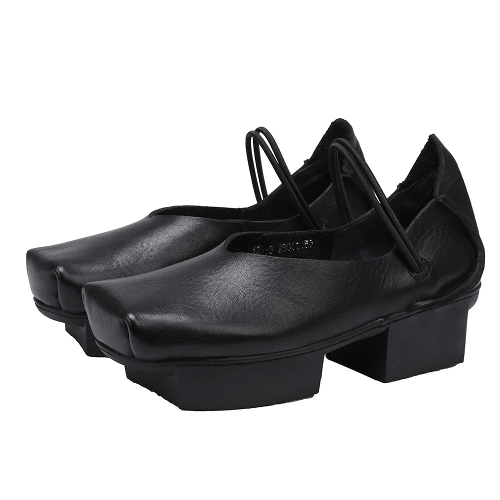Leather Platform Ballerinas Handmade Retro | Mint Crush