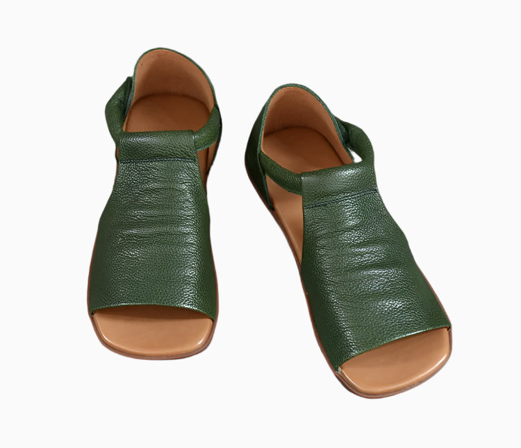 Vintage Soft Leather Flats – Handmade Retro Comfort | Mint Crush