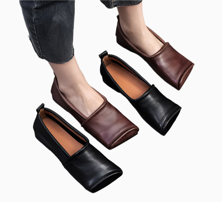 Vintage Leather Ballet Flats – Handmade Retro Comfort | Mint Crush