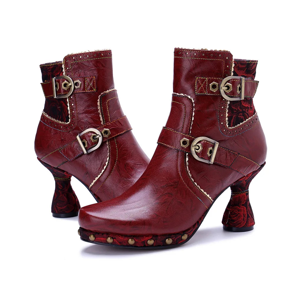 Vintage Red Leather Boots – Retro Handmade | Mint Crush