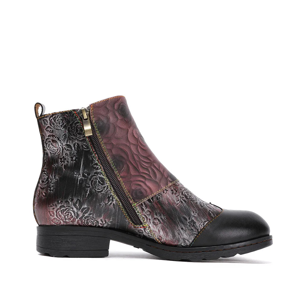 Vintage Rose Buckle Boots – Retro Charm | Mint Crush