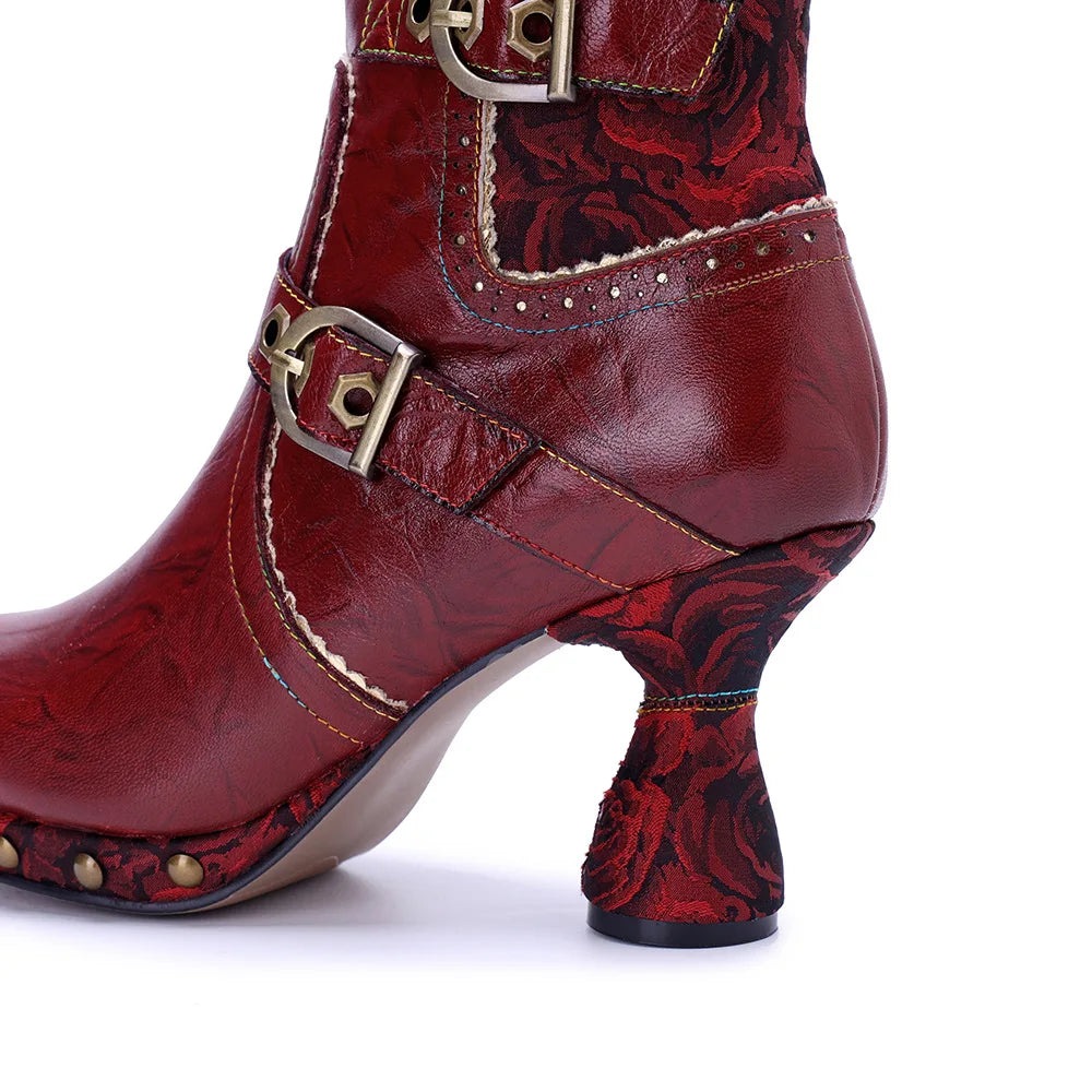 Vintage Red Leather Boots – Retro Handmade | Mint Crush