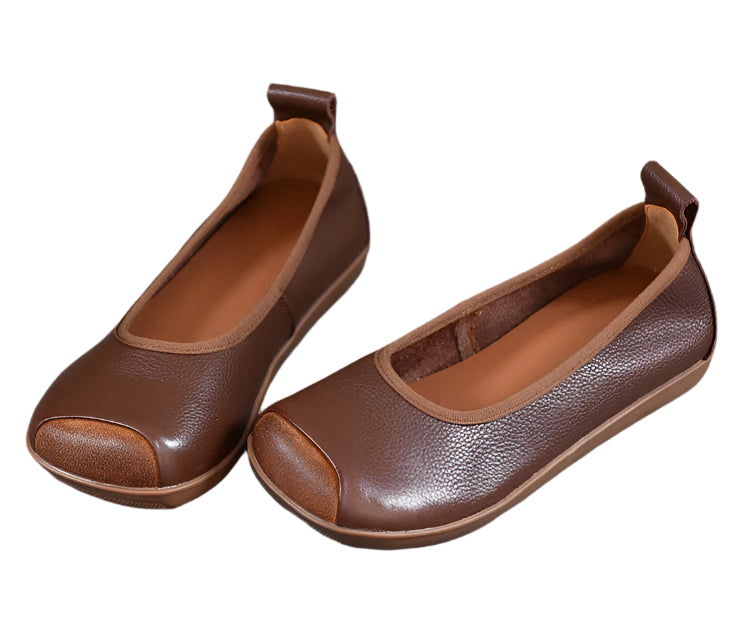 Retro Leather Ballerina Flats