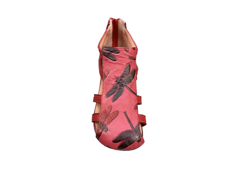 Retro Dragonfly Leather Sandals – Handmade Flats