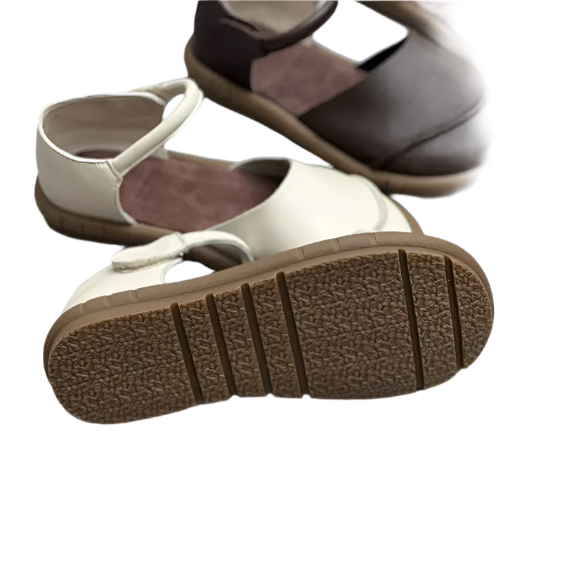 Retro Leather Flat Sandals – Handmade Comfort Style | Mint Crush