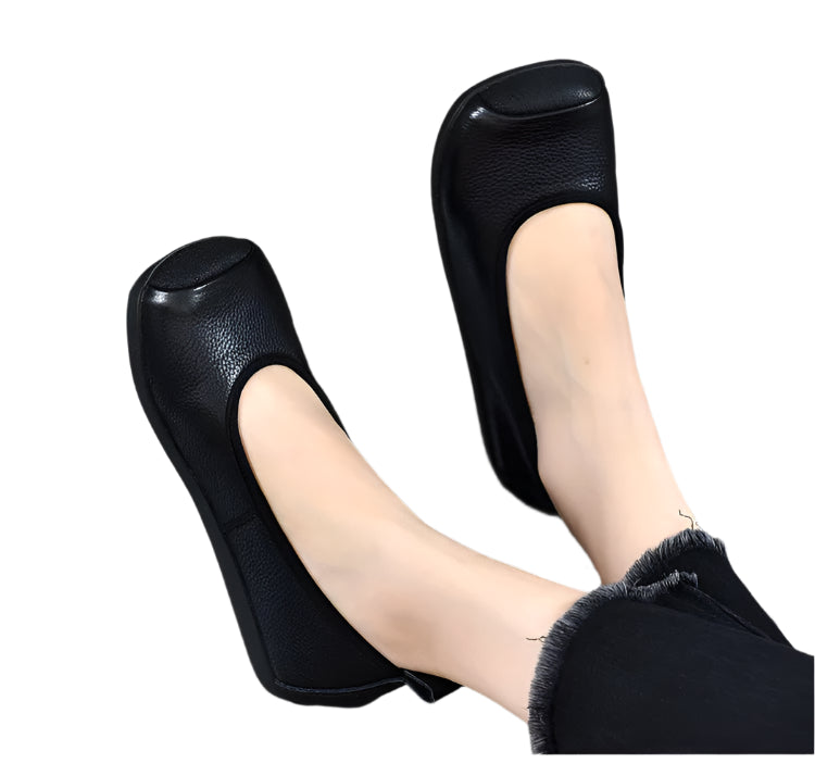Retro Leather Ballerina Flats