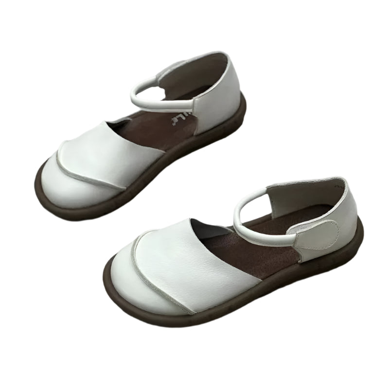 Retro Leather Flat Sandals – Handmade Comfort Style | Mint Crush