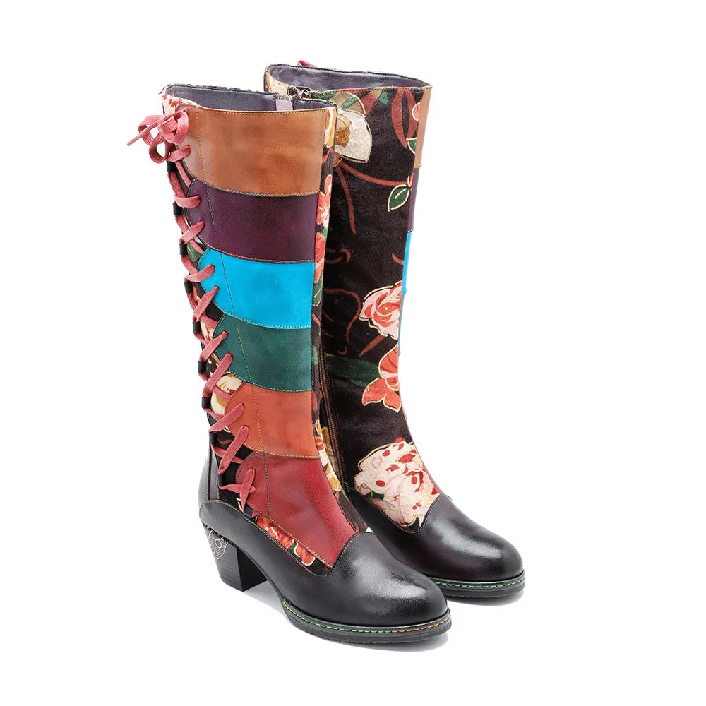 Vintage Carnival Lace‑Up Boots – Retro Statement | Mint Crush