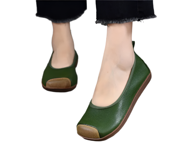 Retro Leather Ballerina Flats