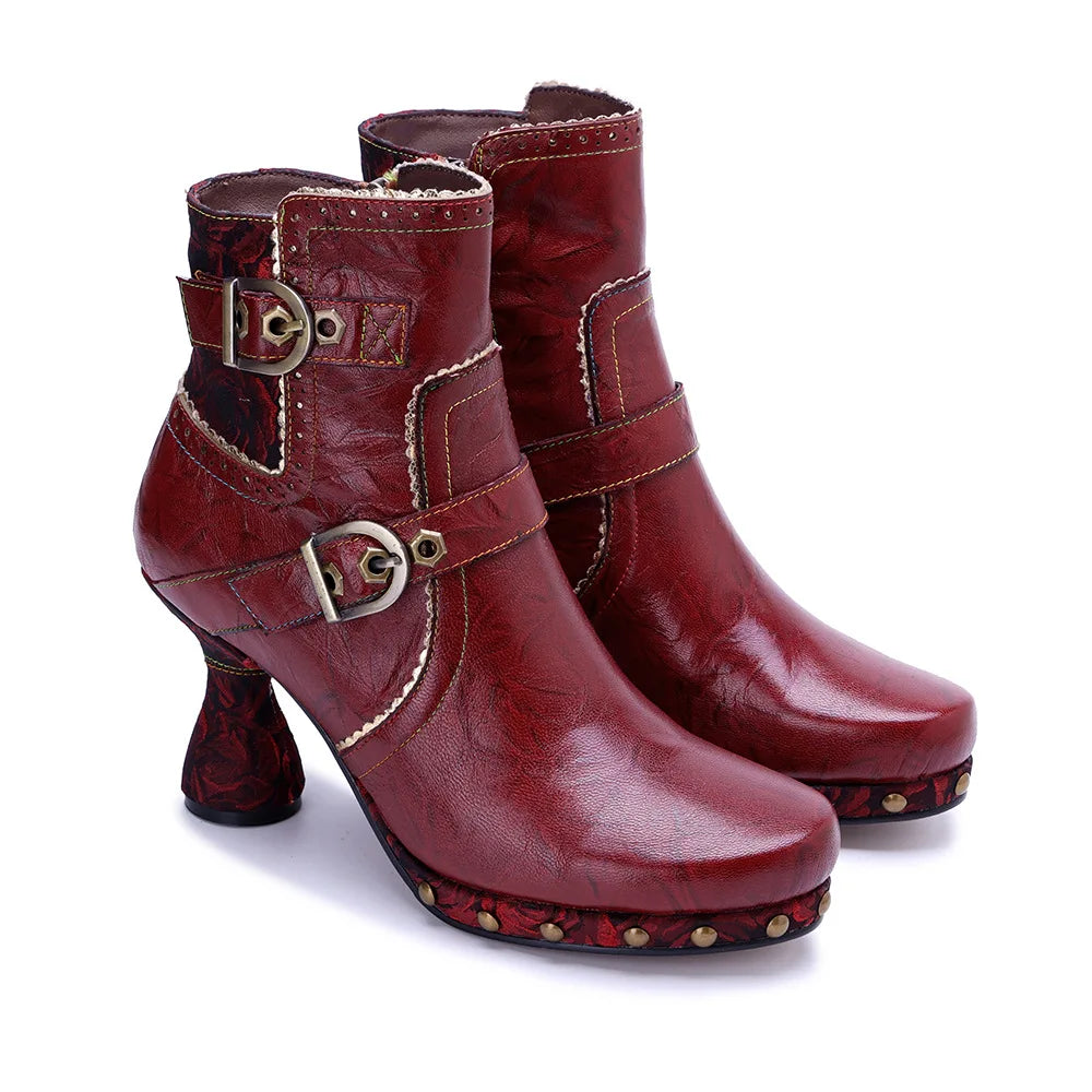 Vintage Red Leather Boots – Retro Handmade | Mint Crush