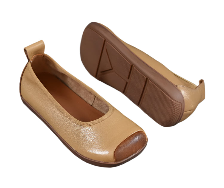 Retro Leather Ballerina Flats