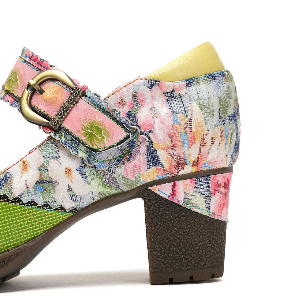 Retro Leather Mary Jane Heels