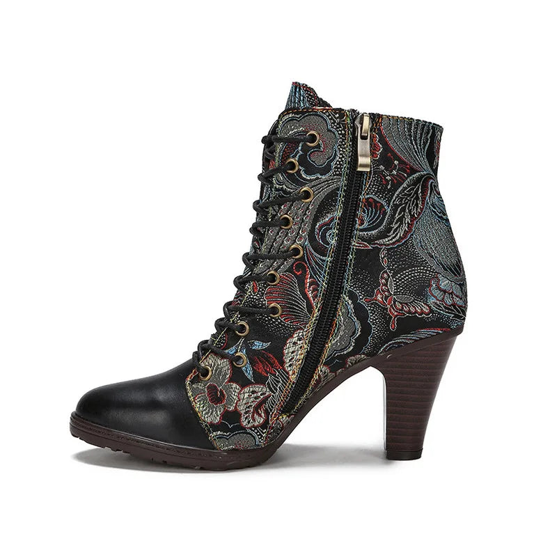 High Heel Retro Chic Boots – Handmade Leather | Mint Crush