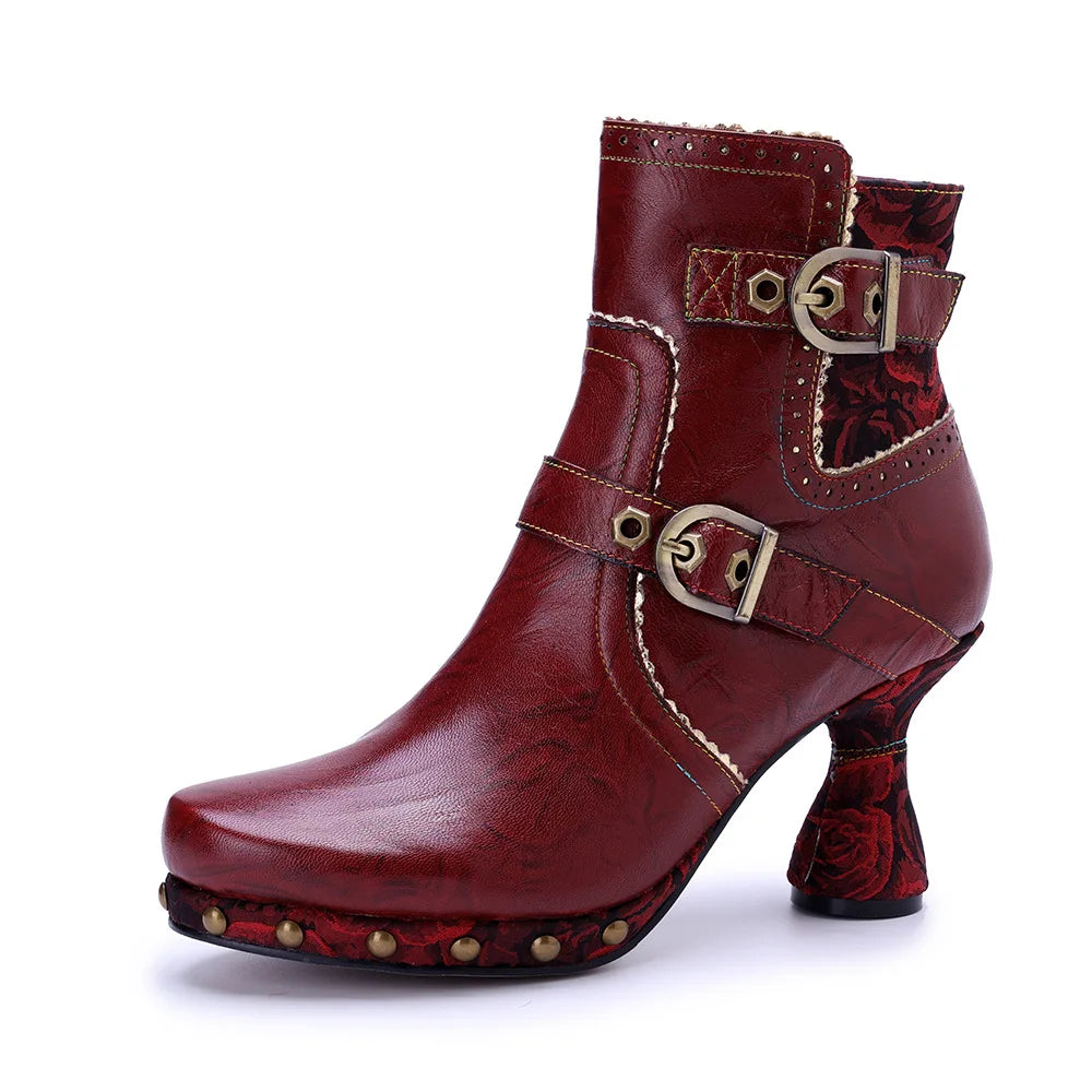 Vintage Red Leather Boots – Retro Handmade | Mint Crush