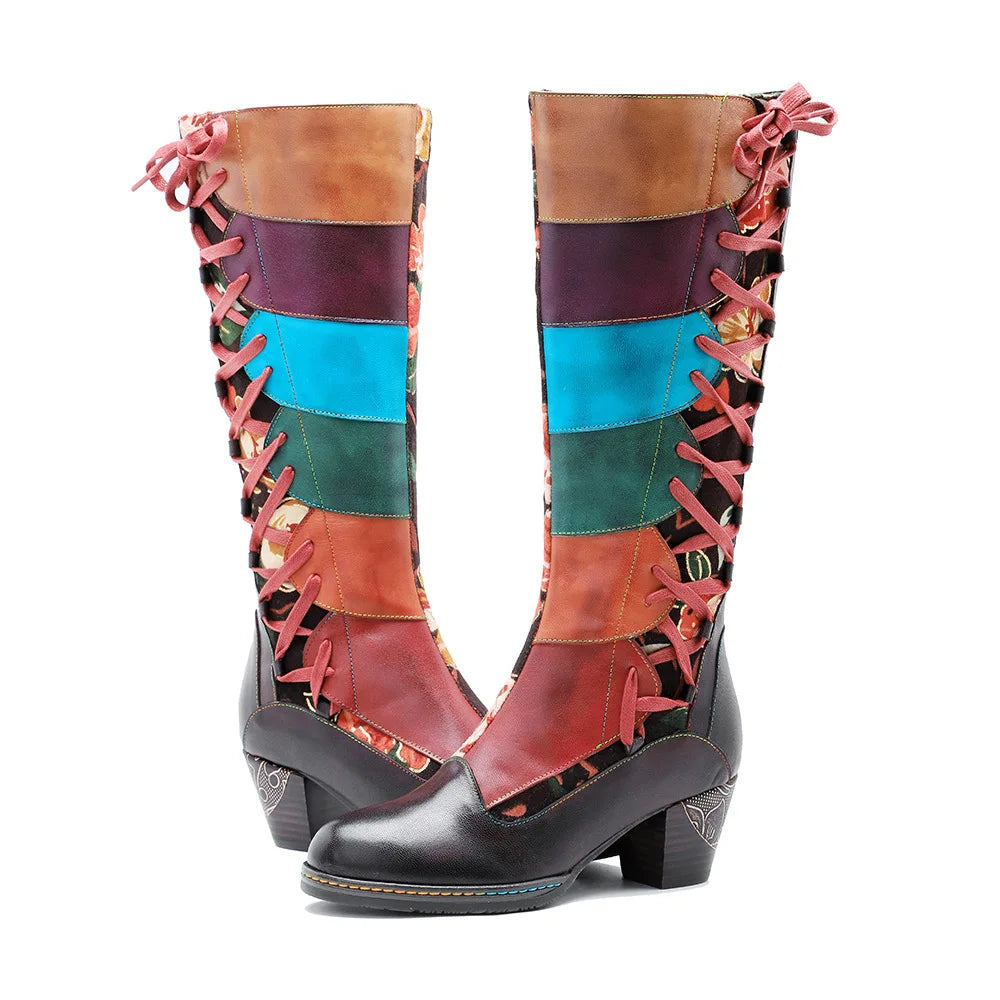 Vintage Carnival Lace‑Up Boots – Retro Statement | Mint Crush