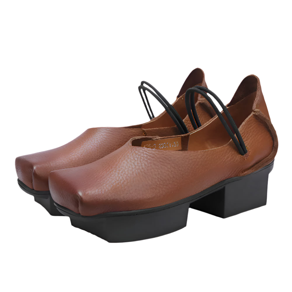 Leather Platform Ballerinas Handmade Retro | Mint Crush