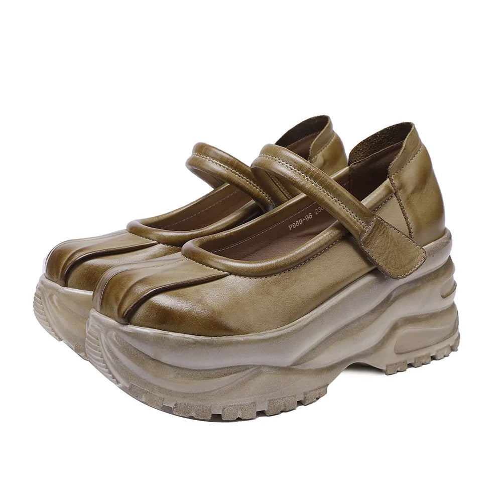 Vintage Chunky Leather Platforms – Retro Bold Style | Mint Crush