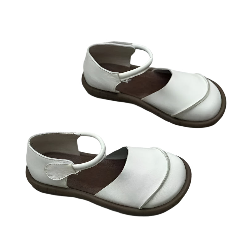 Retro Leather Flat Sandals – Handmade Comfort Style | Mint Crush