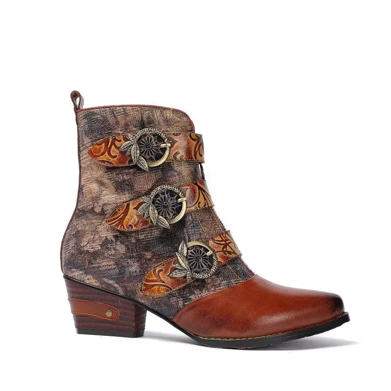 Colorblock Lace‑Up Boots – Boho Retro Handmade | Mint Crush
