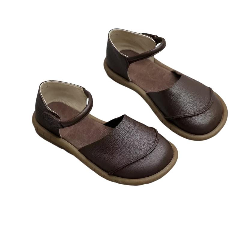 Retro Leather Flat Sandals – Handmade Comfort Style | Mint Crush