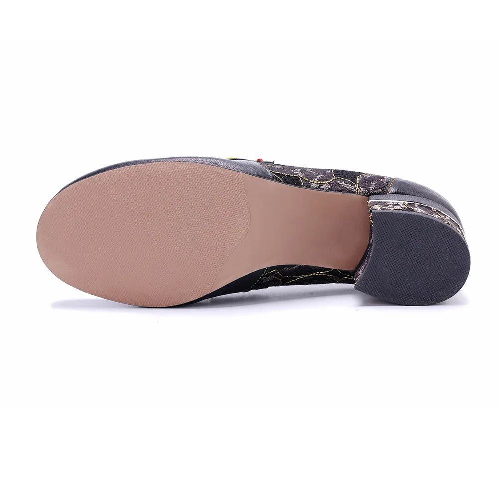 Vintage Leather Block Heel Loafers | Mint Crush