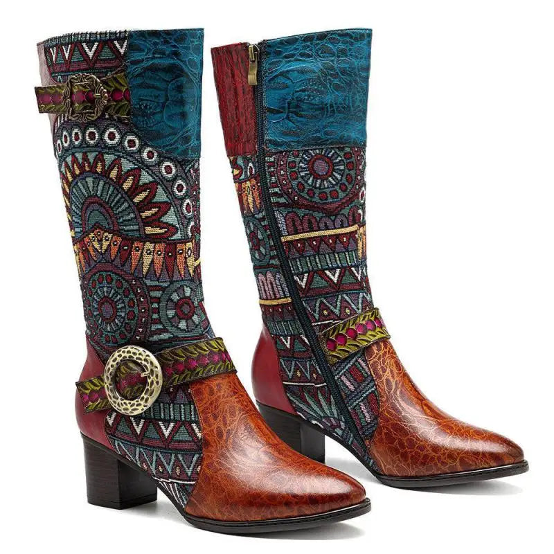 Western Retro Leather Boots – Handmade | Mint Crush