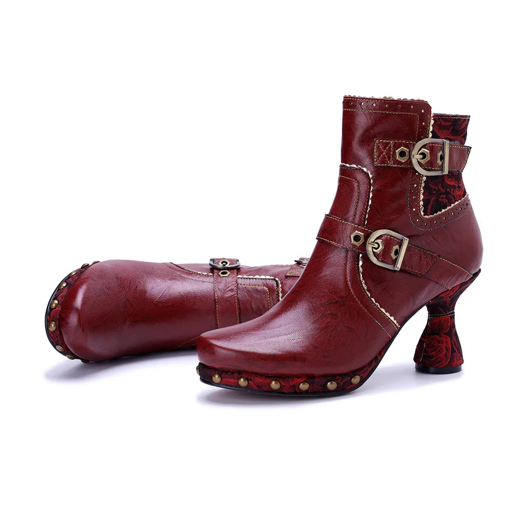 Vintage Red Leather Boots – Retro Handmade | Mint Crush