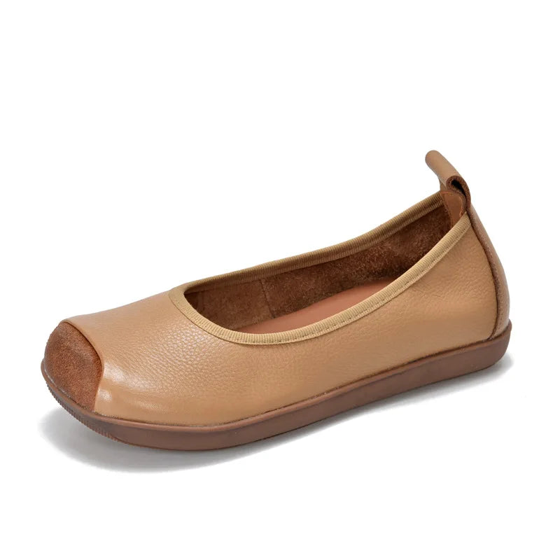 Retro Leather Ballerina Flats