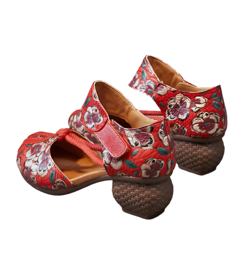 Retro Low Heel Leather Ballet Pumps – Handmade Comfort | Mint Crush