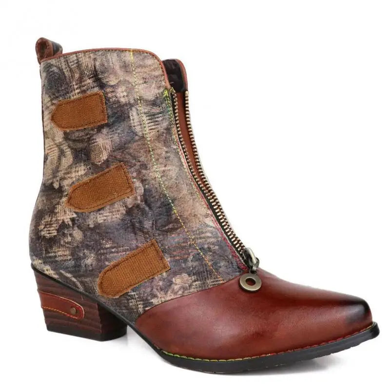 Colorblock Lace‑Up Boots – Boho Retro Handmade | Mint Crush