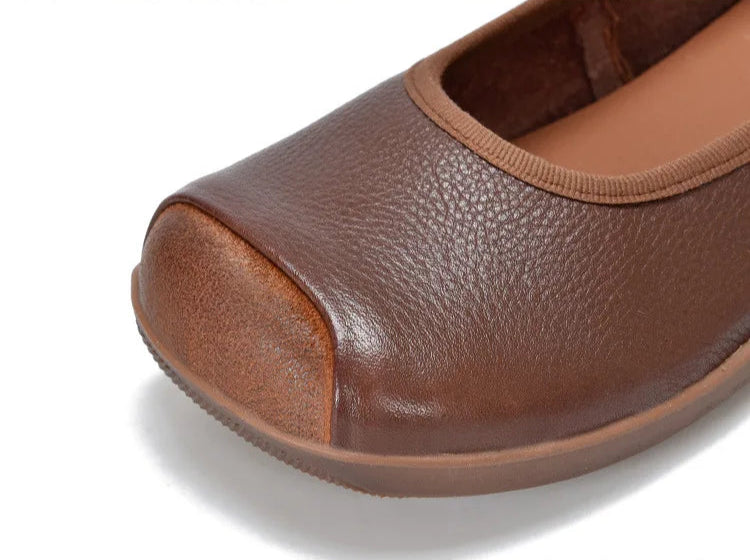 Retro Leather Ballerina Flats