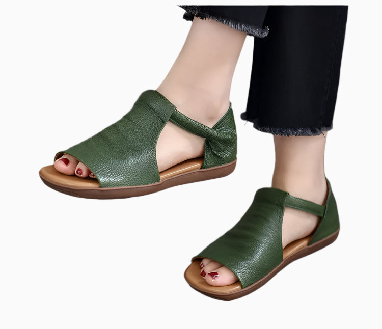 Vintage Soft Leather Flats – Handmade Retro Comfort | Mint Crush