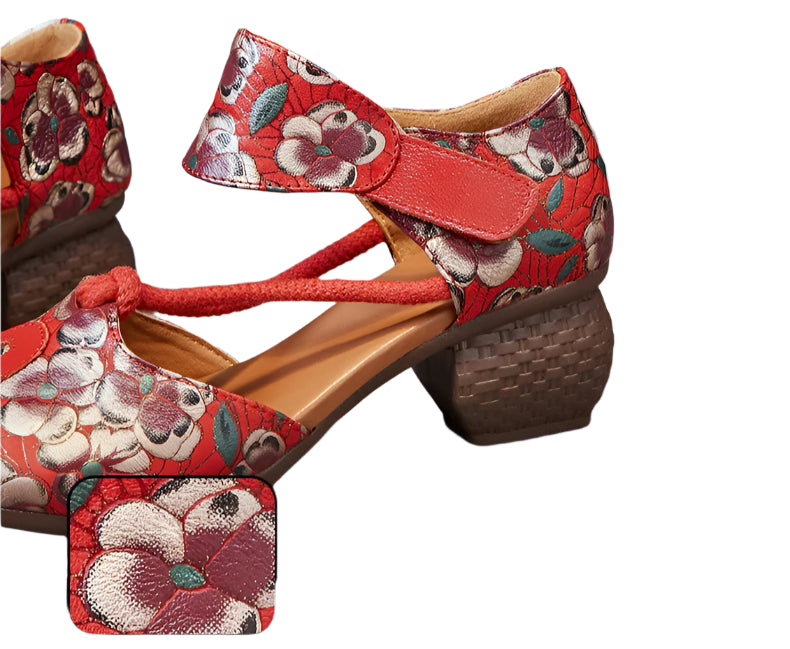 Retro Low Heel Leather Ballet Pumps – Handmade Comfort | Mint Crush