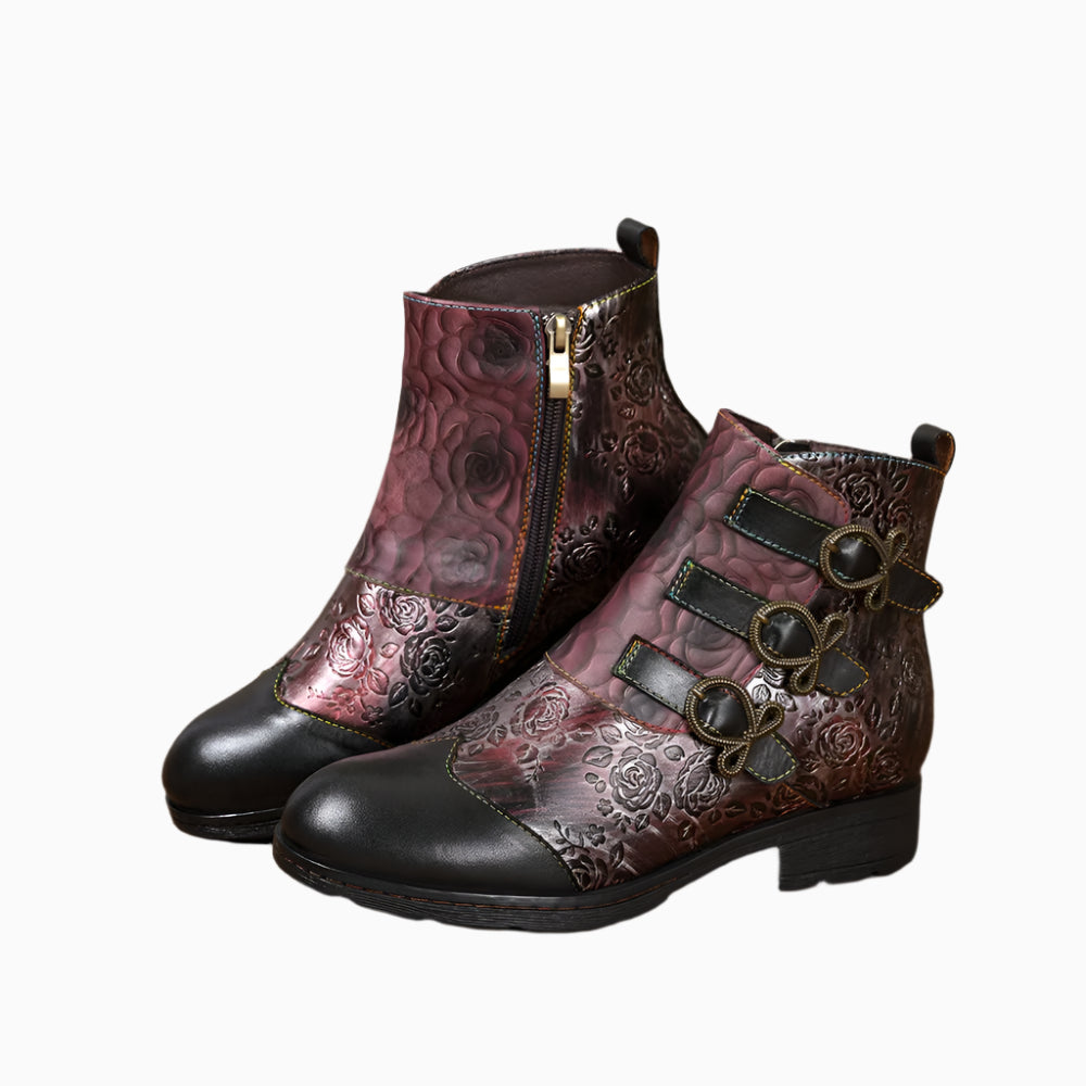 Vintage Rose Buckle Boots – Retro Charm | Mint Crush