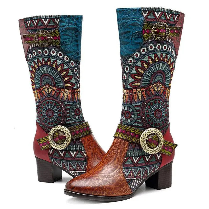 Western Retro Leather Boots – Handmade | Mint Crush