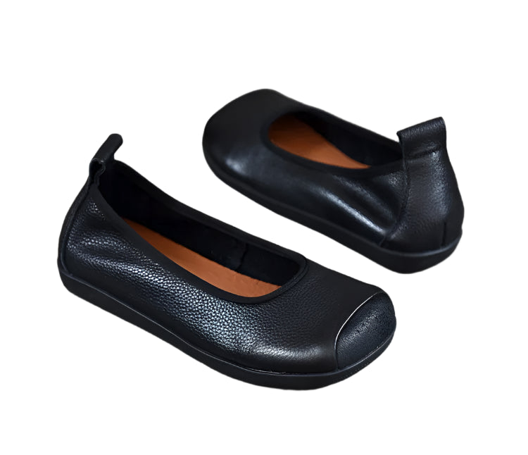 Retro Leather Ballerina Flats