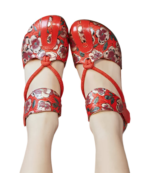 Retro Low Heel Leather Ballet Pumps – Handmade Comfort | Mint Crush