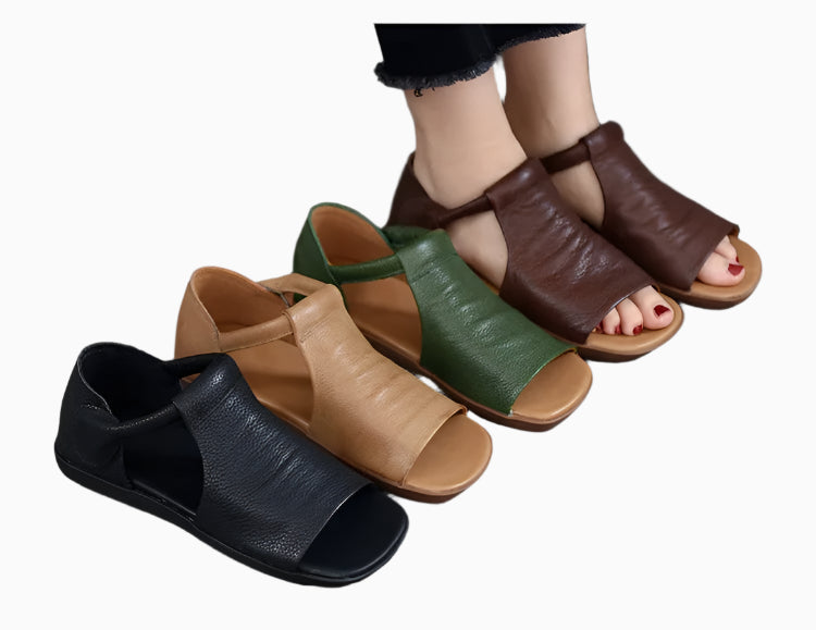 Vintage Soft Leather Flats – Handmade Retro Comfort | Mint Crush