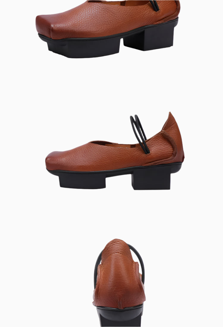 Leather Platform Ballerinas Handmade Retro | Mint Crush