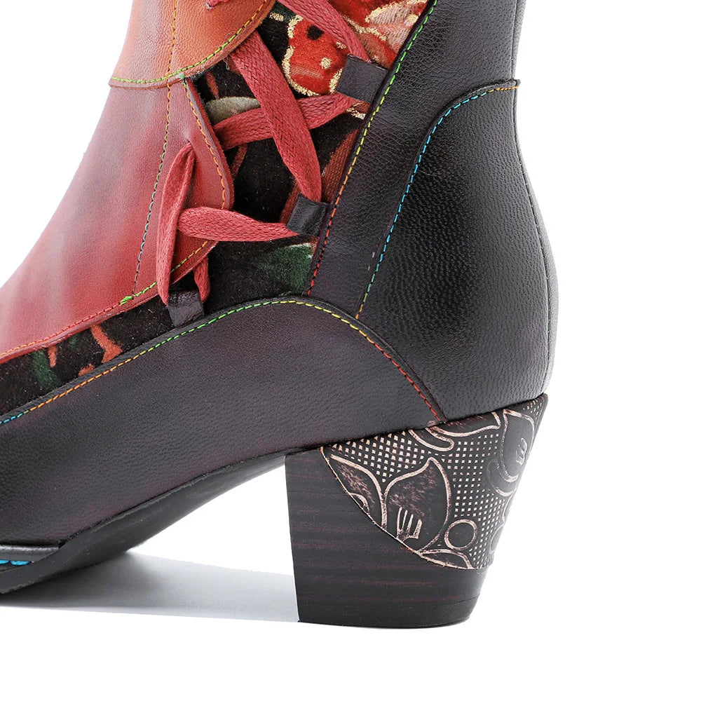 Vintage Carnival Lace‑Up Boots – Retro Statement | Mint Crush