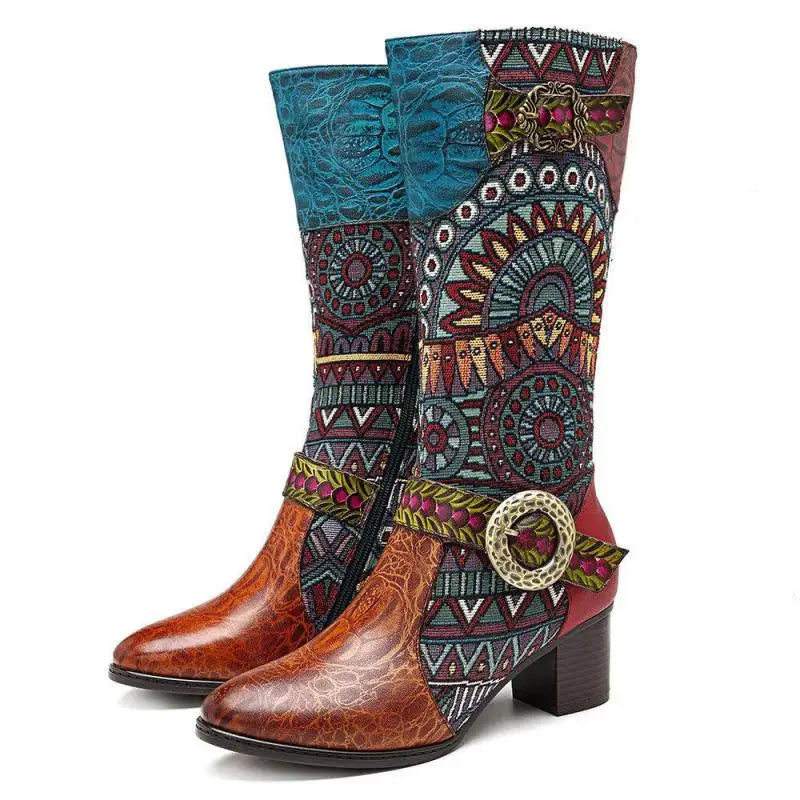 Western Retro Leather Boots – Handmade | Mint Crush