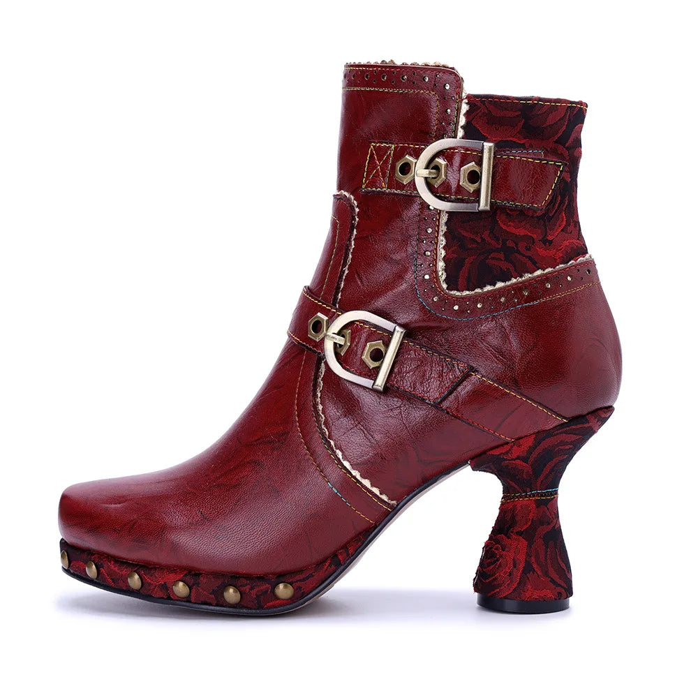 Vintage Red Leather Boots – Retro Handmade | Mint Crush