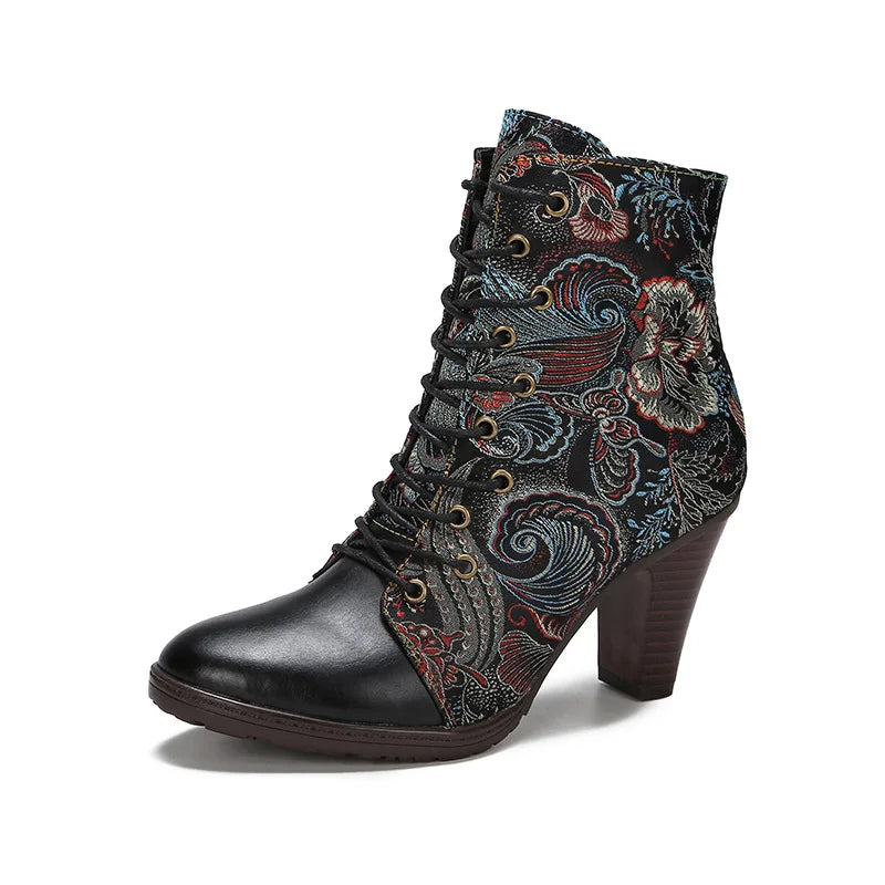 High Heel Retro Chic Boots – Handmade Leather | Mint Crush