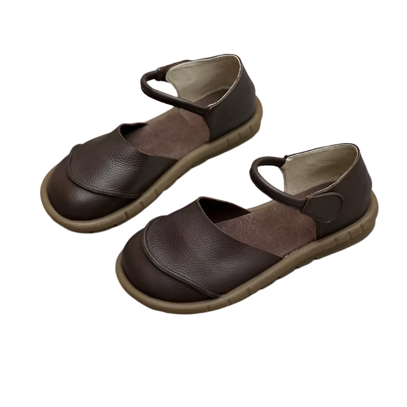 Retro Leather Flat Sandals – Handmade Comfort Style | Mint Crush